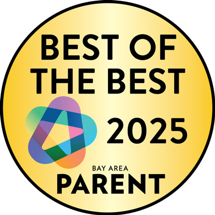 Forever Smiles Pediatric Dentistry | Gold circular badge with text ‘Best of the Best 2025’ and ‘Bay Area Parent’ below a multicolored geometric star logo.